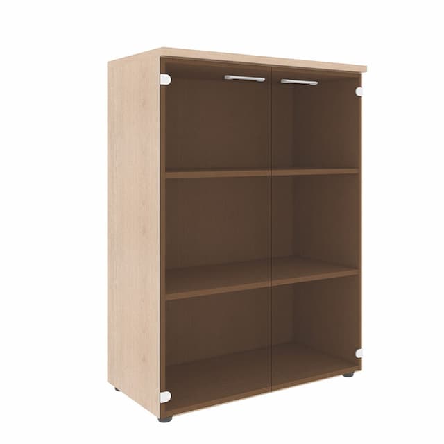 Шкаф со стеклянными дверьми и топом Skyland XMC 85.2 бук тиара 856х432х1190 XTEN