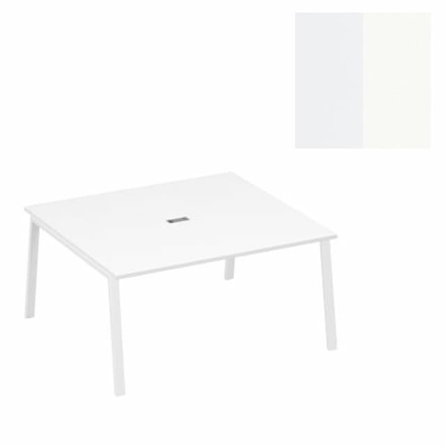 Стол 160 Юнитекс А4 на каркасе TRE в переговорную А4 Б3 136 БП (160x144x75) белый премиум/металлокаркас белый