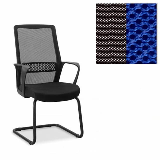 Кресло посетителя Юнитекс Space S на раме сетка/ткань TW черная/синяя