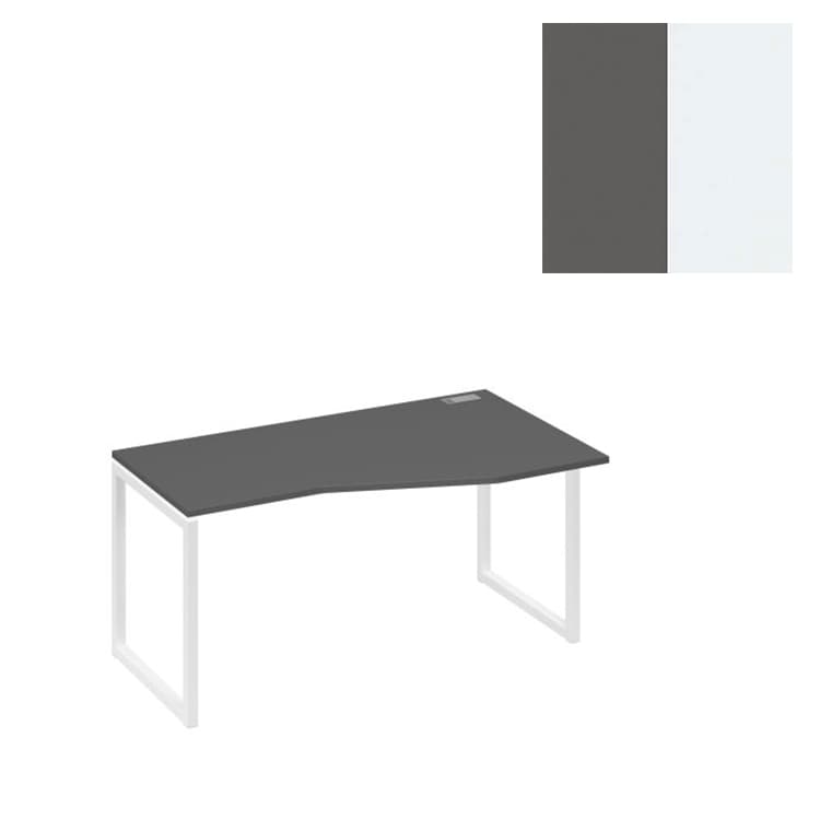 Стол эргономичный правый Юнитекс А4 "Техно" на металлокаркасе QUATTRO А4 Б4 066 АР (160x90x75) антрацит премиум/металлокаркас белый