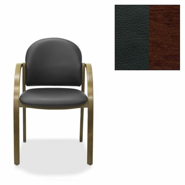 Офисный стул Юнитекс Джуно экокожа премиум черная CN1114/дерево-орех гамильтон