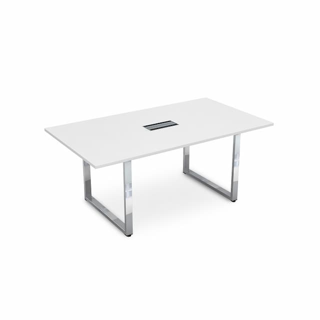 Стол переговорный АЛСАВ Gloss line НСП-О.938 белый премиум/металл глянец