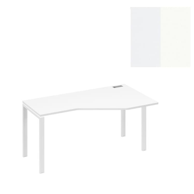 Стол эргономичный правый "Техно" на металлокаркасе Юнитекс А4 UNO А4 Б1 056 БП (160x90x75) белый премиум/металлокаркас белый