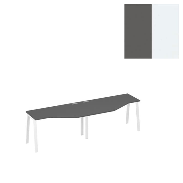 Рабочая станция Юнитекс А4 столы (2х140) эргономичными Техно каркас TRE А4 Б3 053-2 АР (280x90x75) антрацит премиум/металлокаркас белый