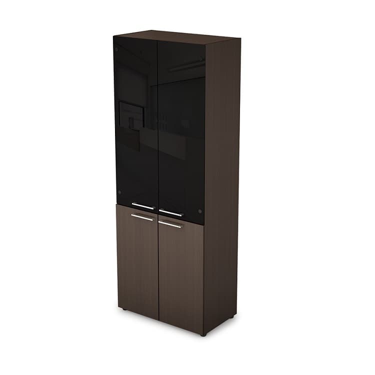 Шкаф стеллаж высокий со стеклом Алсав Taim-max 4Ш.005.4 венге